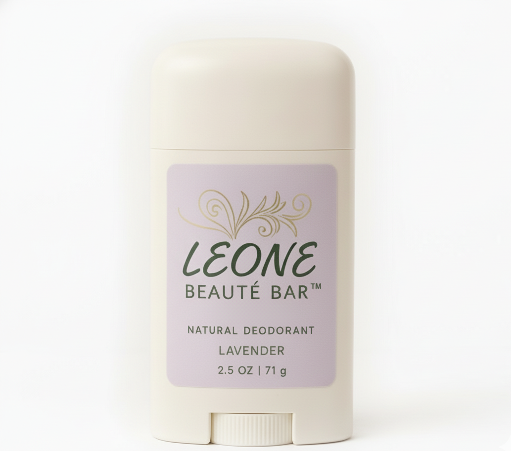 LEONE BEAUTE BAR natural deodorant stick on a white background