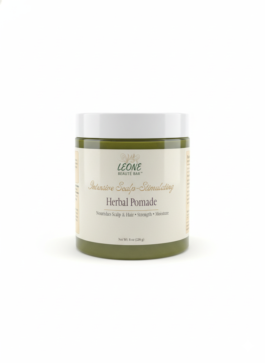 Jar of Leone Beaute Herbal Pomade on a white background