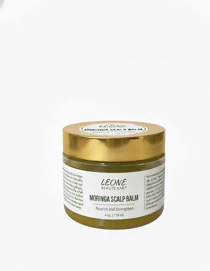 Jar of Leone Naturals Moringa Scalp Balm on a white background