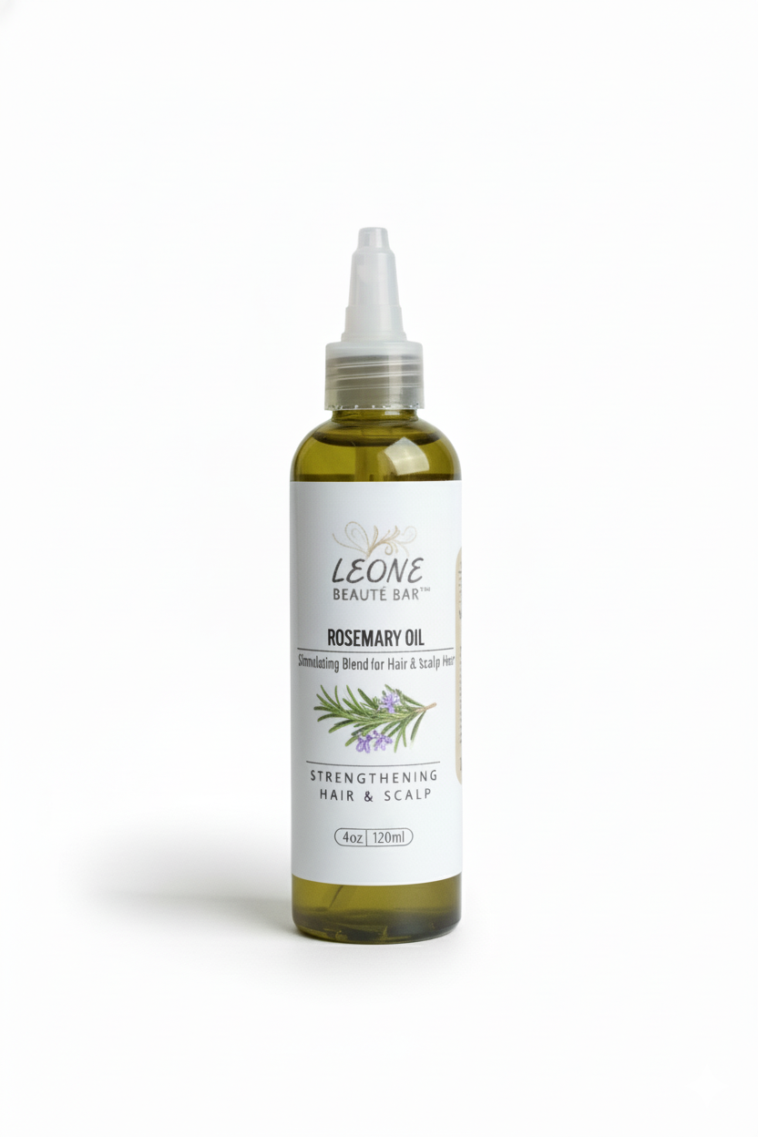 Bottle of Leone Beaute Bar Rosemary Oil on a white background